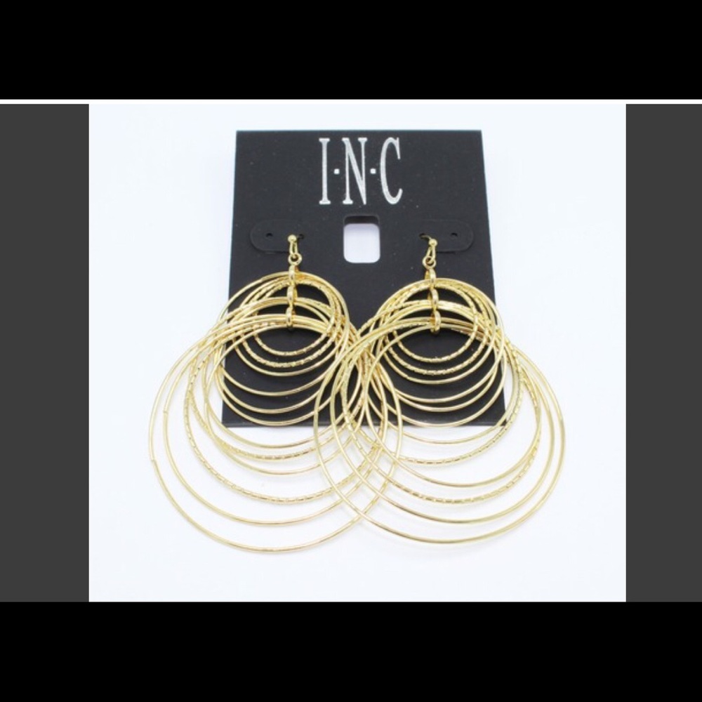🌹INC Hammered Oval Hoop Dangling Earrings